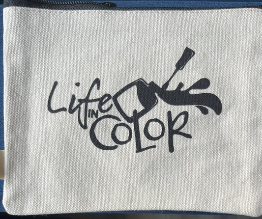 Life In Color logo zipper pouch